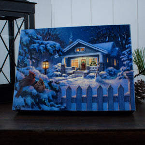 Christmas Bungalow 8x6 Lighted Tabletop Canvas
