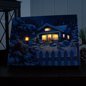 Christmas Bungalow 8x6 Lighted Tabletop Canvas