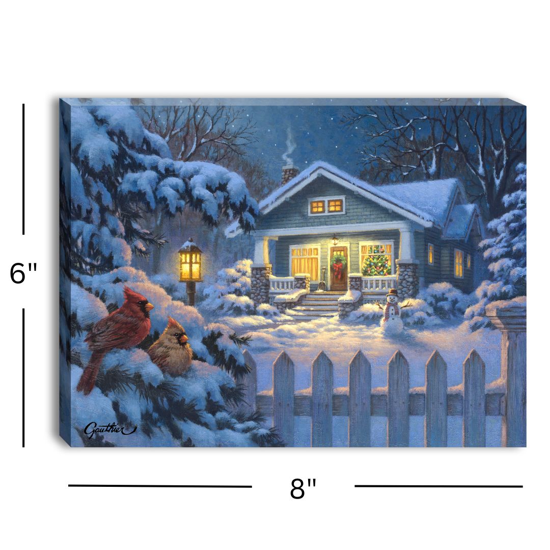 Christmas Bungalow 8x6 Lighted Tabletop Canvas