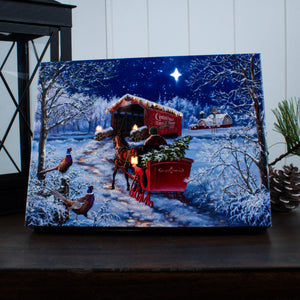 Starry Winter Night 8x6 Lighted Tabletop Canvas