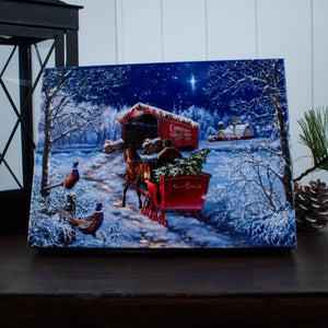 Starry Winter Night 8x6 Lighted Tabletop Canvas