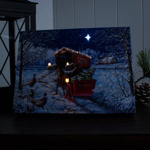 Starry Winter Night 8x6 Lighted Tabletop Canvas