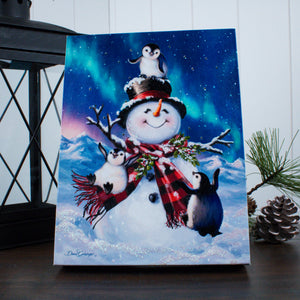 Penguin Snow Day 8x6 Lighted Tabletop Canvas