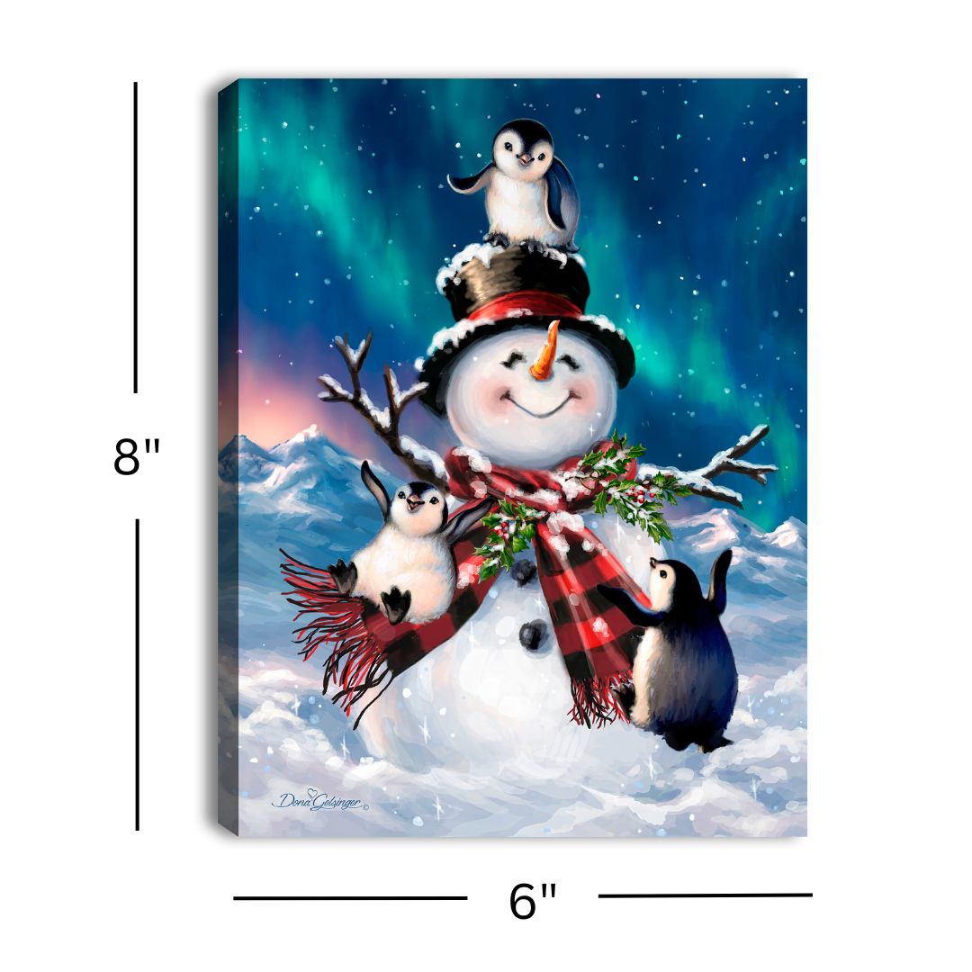 Penguin Snow Day 8x6 Lighted Tabletop Canvas
