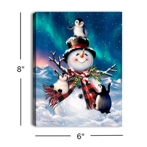 Penguin Snow Day 8x6 Lighted Tabletop Canvas