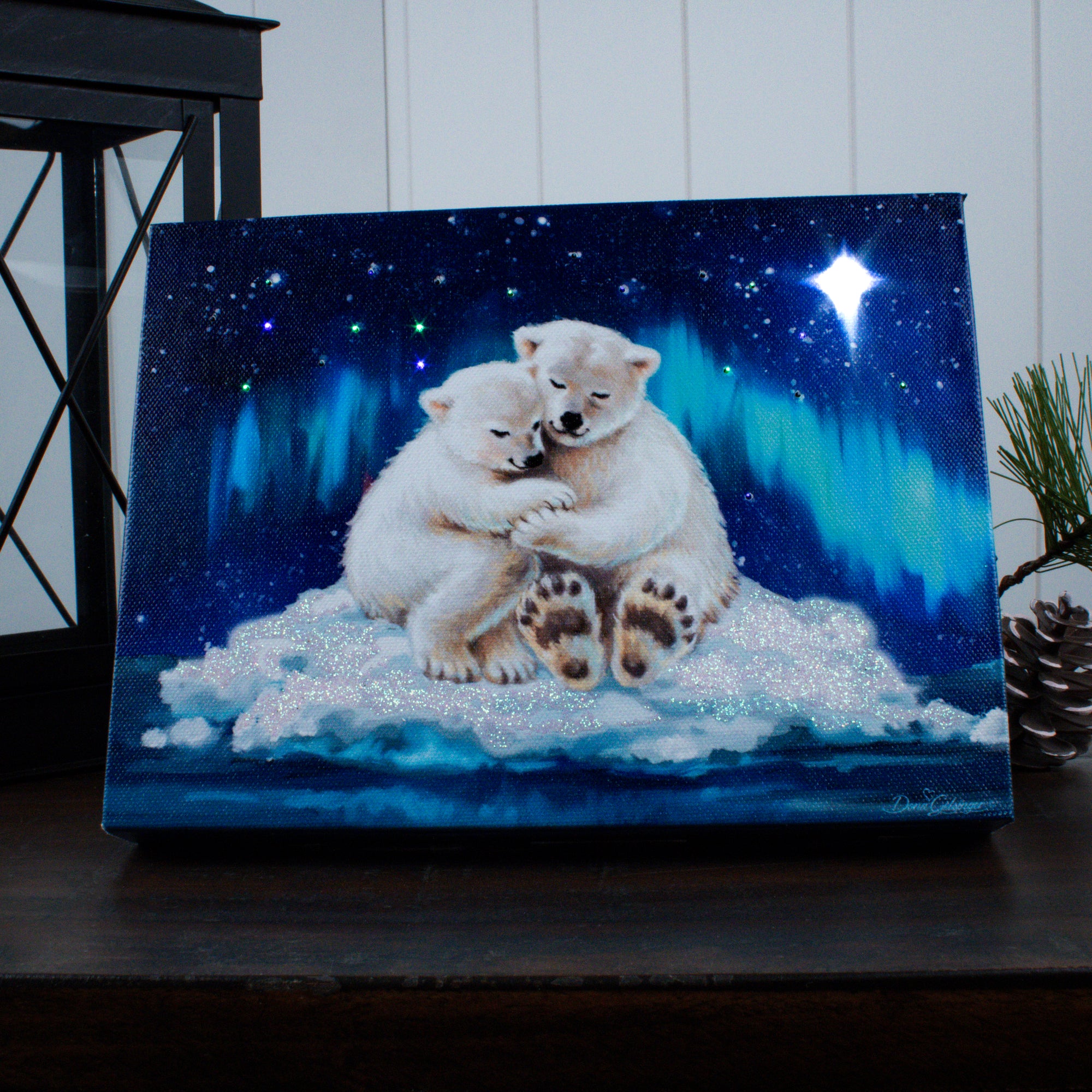 Polar Bears in Love 8x6 Lighted Tabletop Canvas