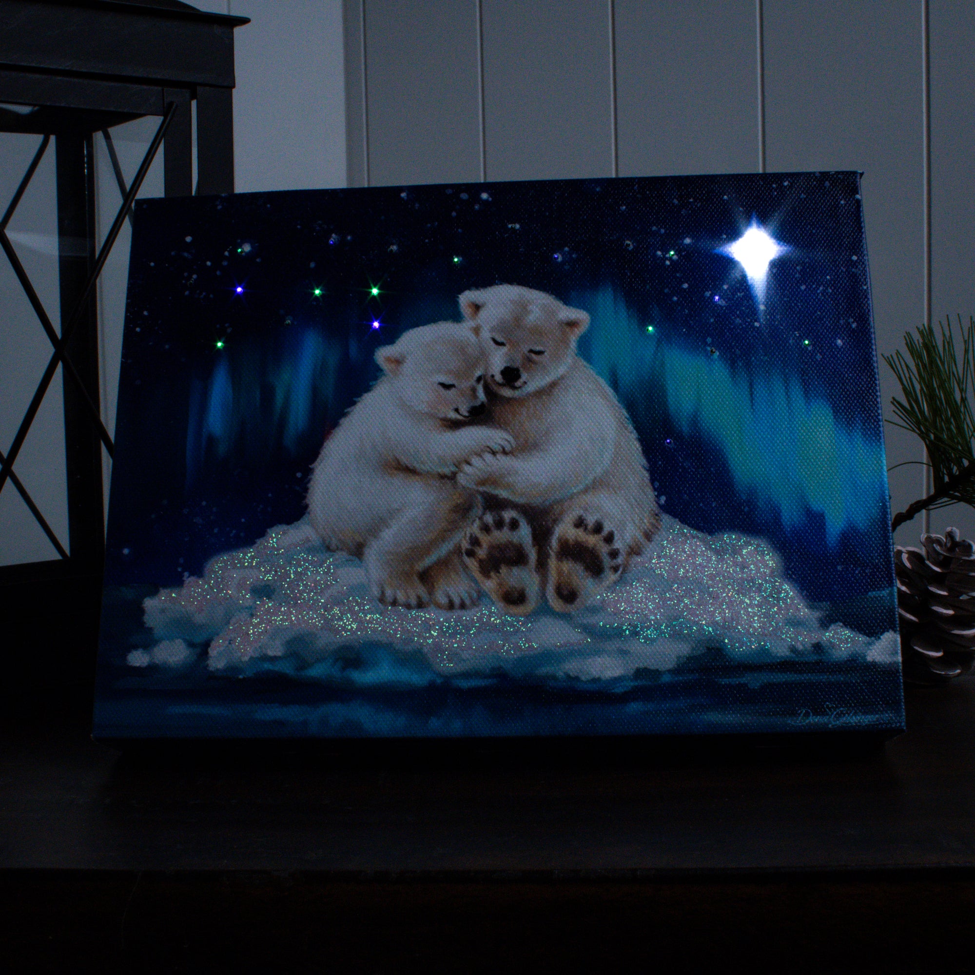 Polar Bears in Love 8x6 Lighted Tabletop Canvas