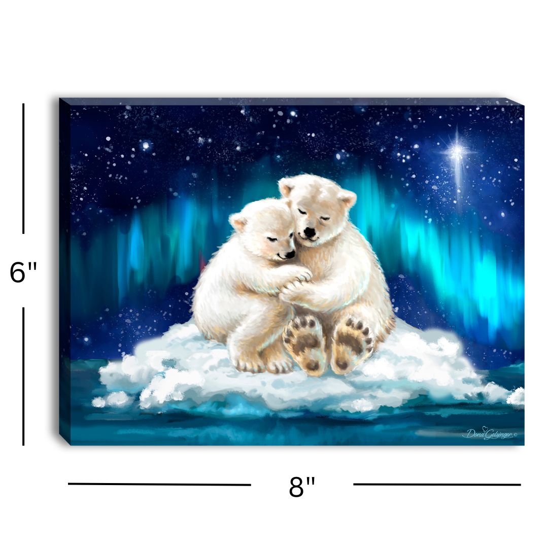 Polar Bears in Love 8x6 Lighted Tabletop Canvas