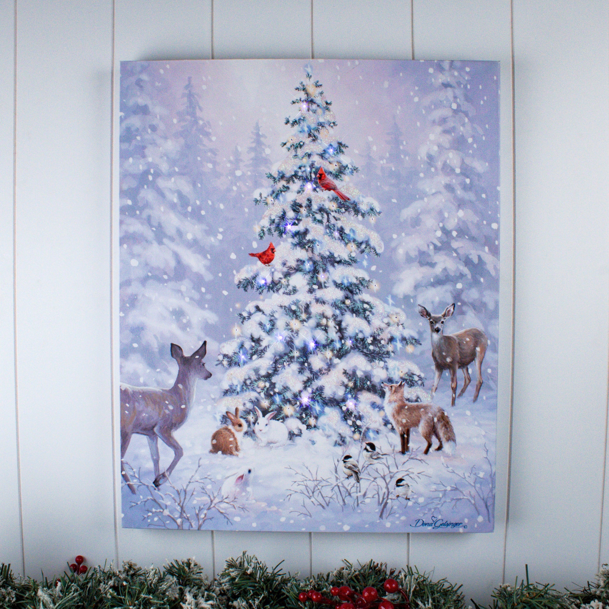Woodland Christmas 16x20 Fiber Optic Canvas