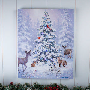 Woodland Christmas 16x20 Fiber Optic Canvas