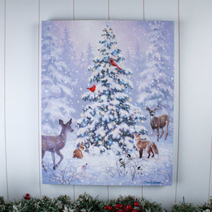 Woodland Christmas 16x20 Fiber Optic Canvas