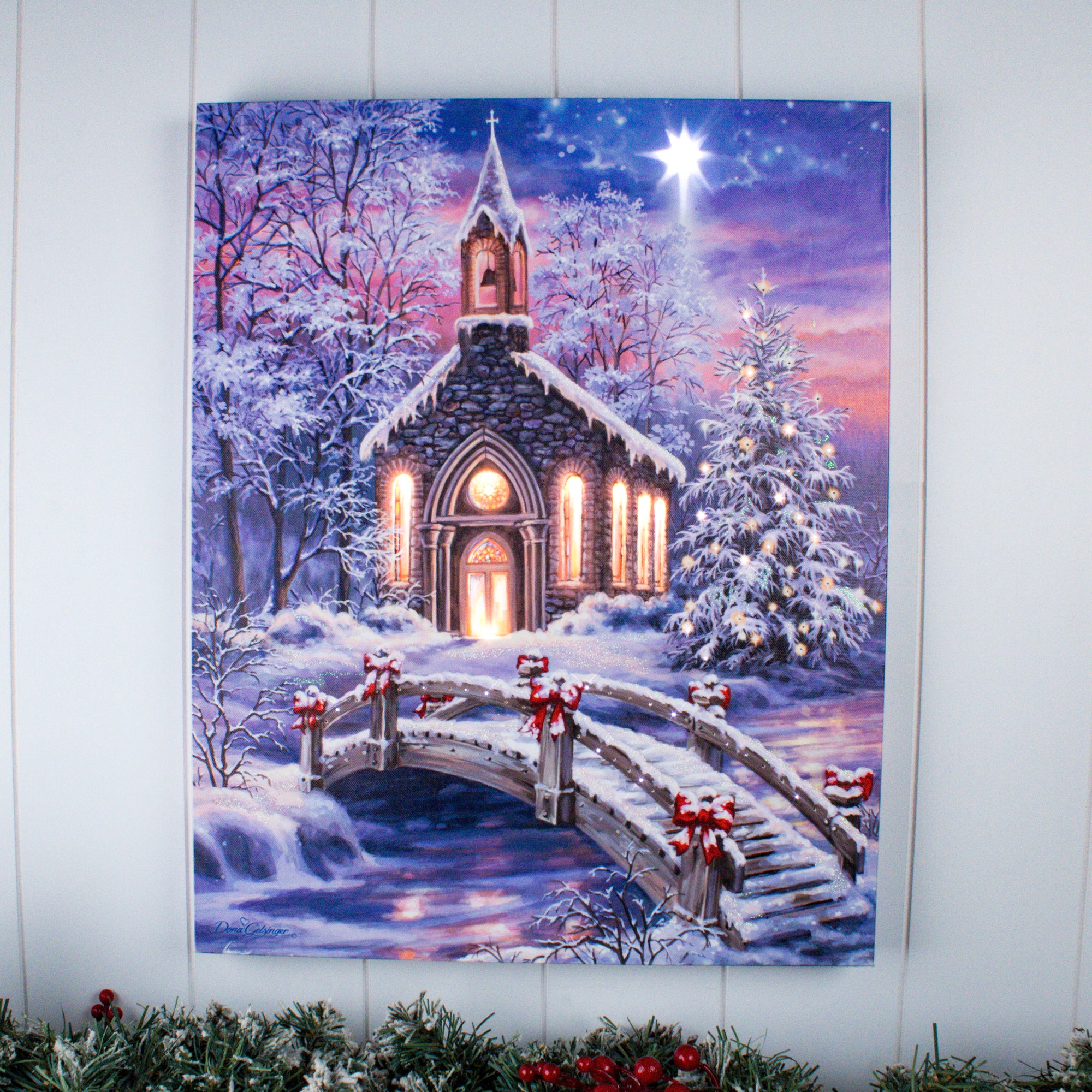 O Come Emmanuel 16x20 Fiber Optic Canvas