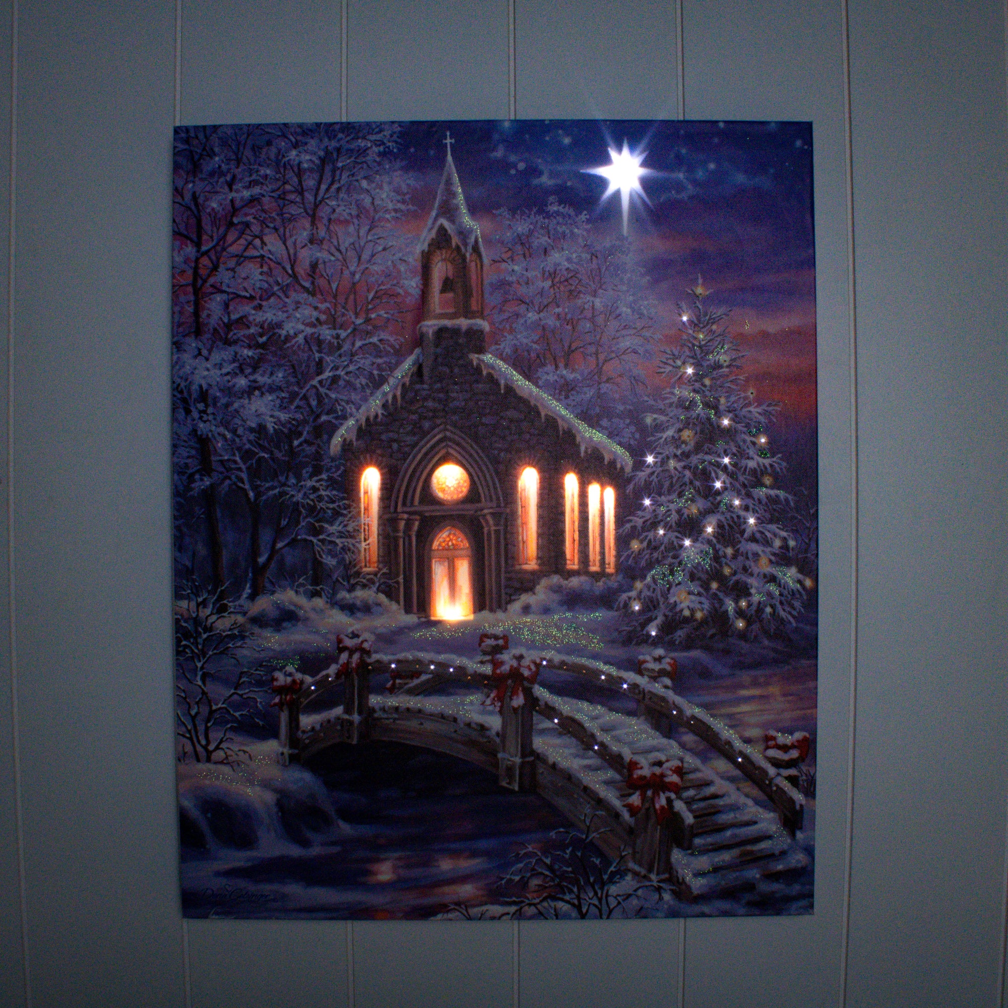 O Come Emmanuel 16x20 Fiber Optic Canvas