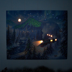 Christmas Train 16x20 Fiber Optic Canvas