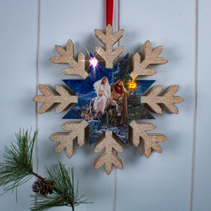 Journey to Bethlehem LED Wood Snowflake