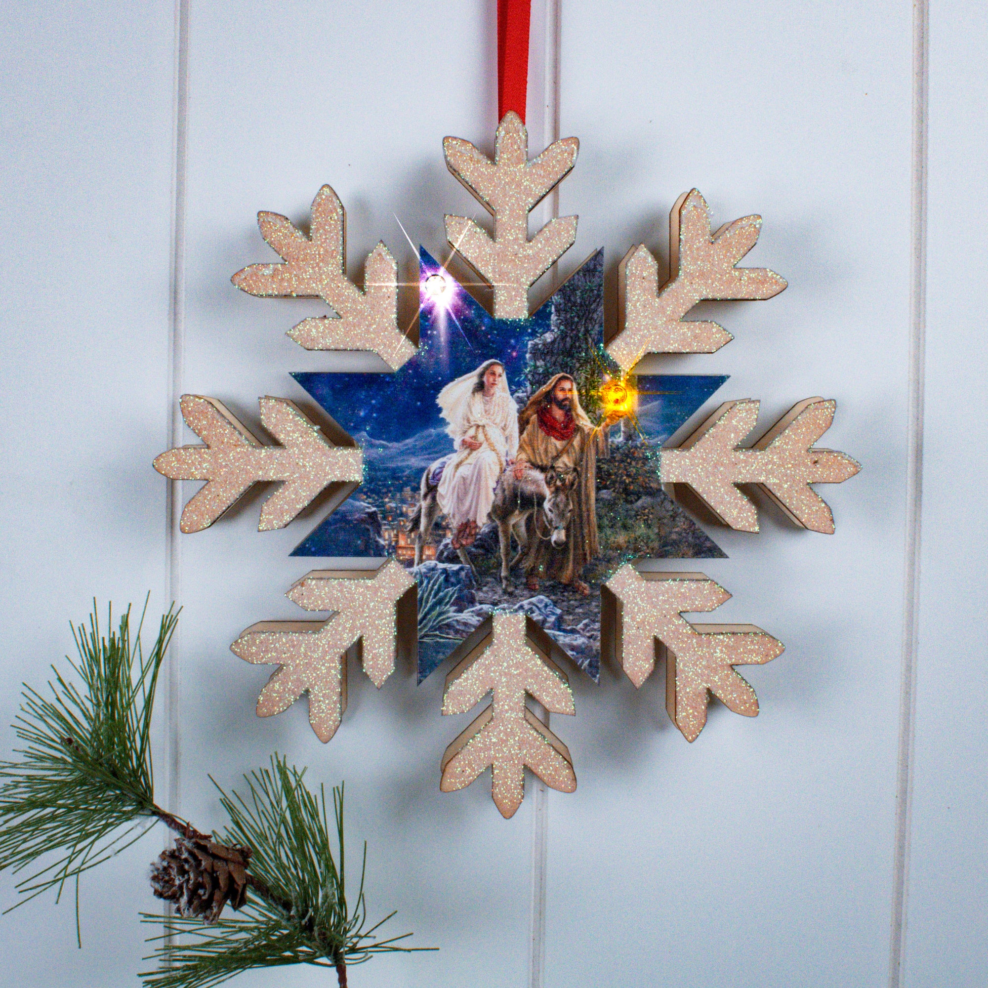 Journey to Bethlehem LED Wood Snowflake