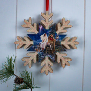 Journey to Bethlehem LED Wood Snowflake
