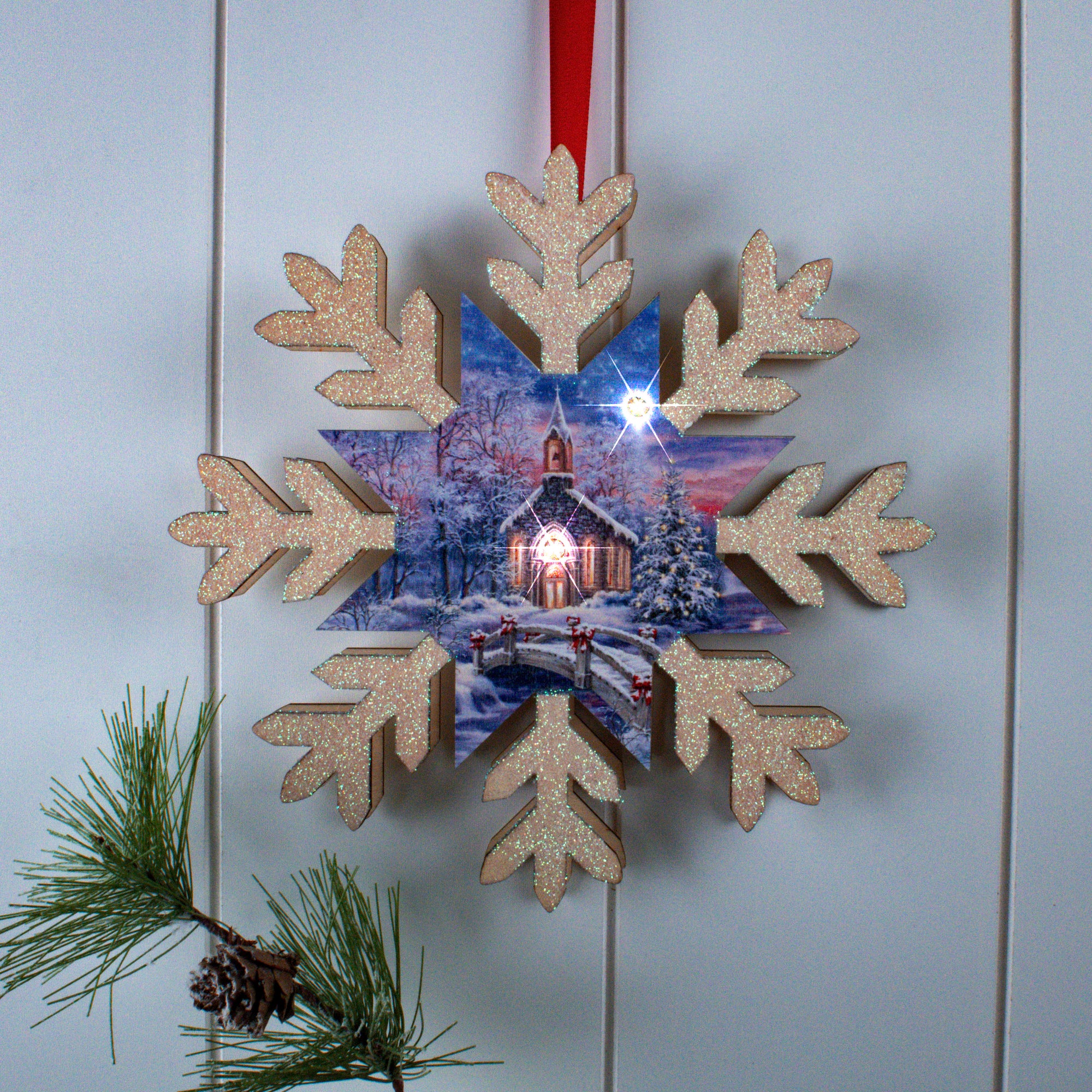 O Come Emmanuel LED Wood Snowflake