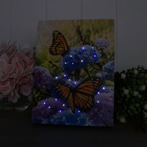 Butterflies and Hydrangeas 6x8 Lighted Tabletop Canvas