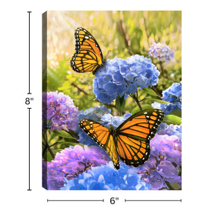 Butterflies and Hydrangeas 6x8 Lighted Tabletop Canvas
