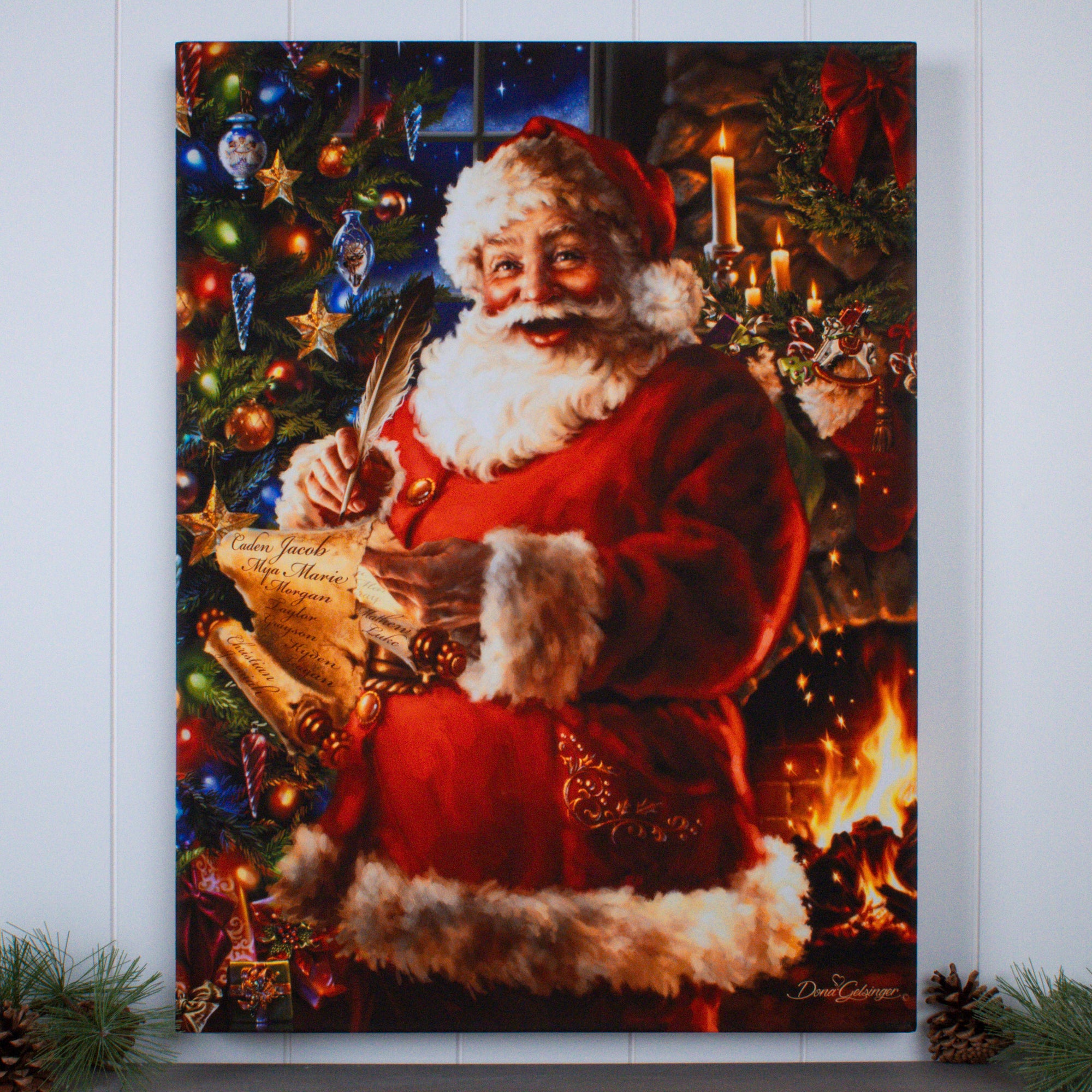 Checking It Twice 18x24 Fully Illuminated LED Wall Art