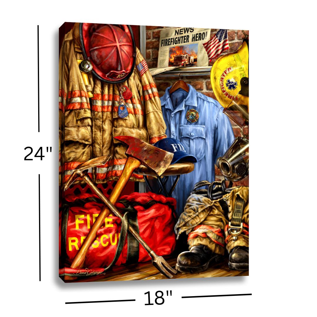 Hometown Hero Firefighter 18x24 Fully Illuminated LED Wall Art