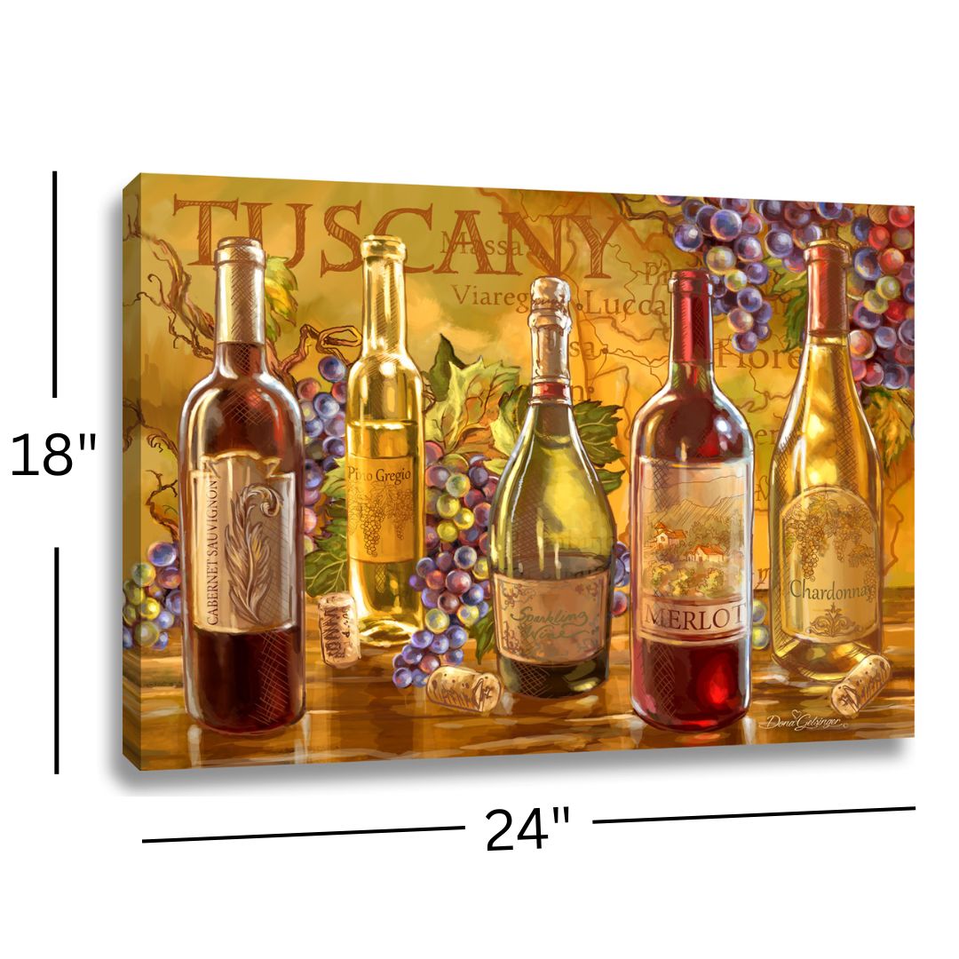 Tuscan Bottles 18x24 Fully Illuminated LED Wall Art