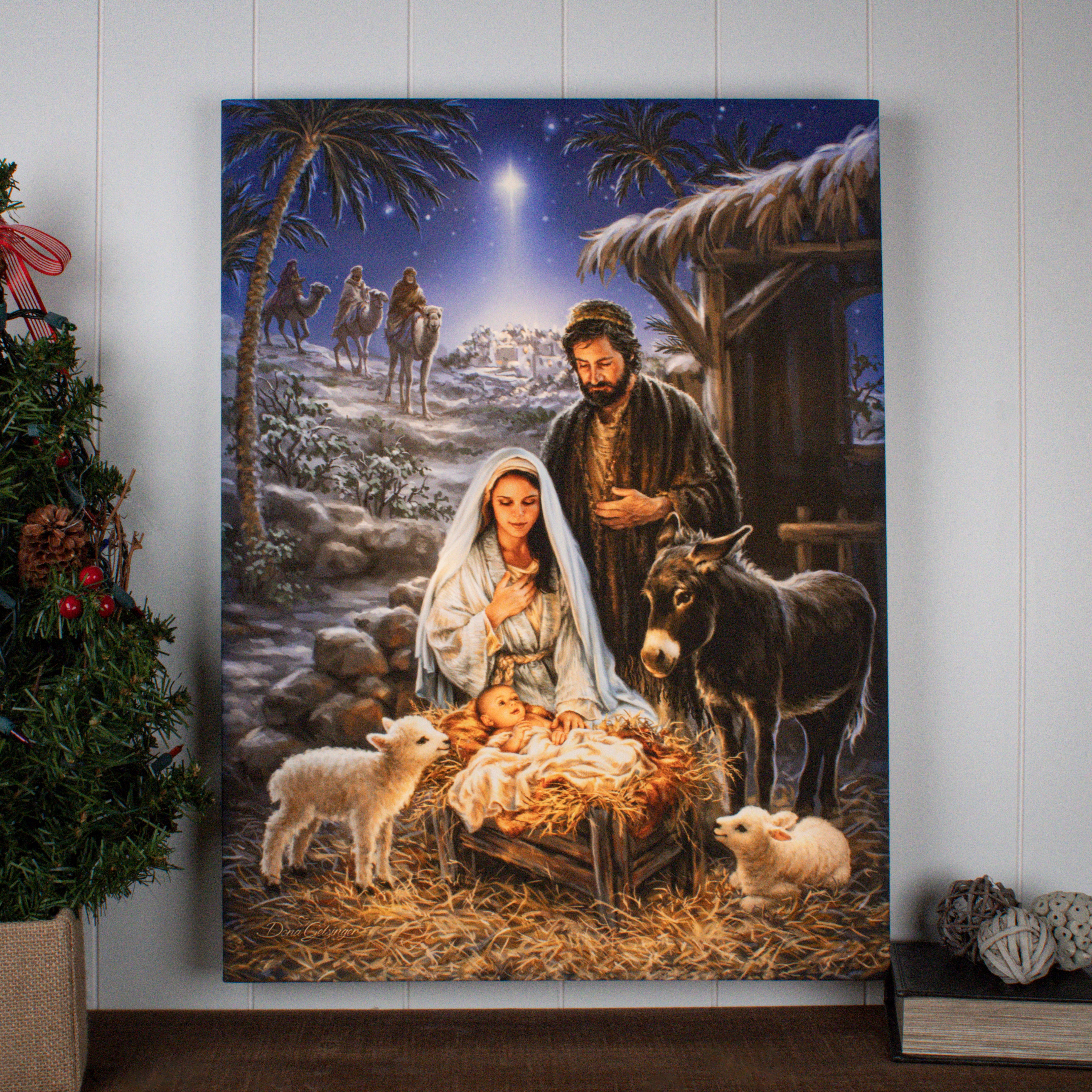 A Savior Is Born 18x24 Fully Illuminated LED Wall Art | Glow Decor