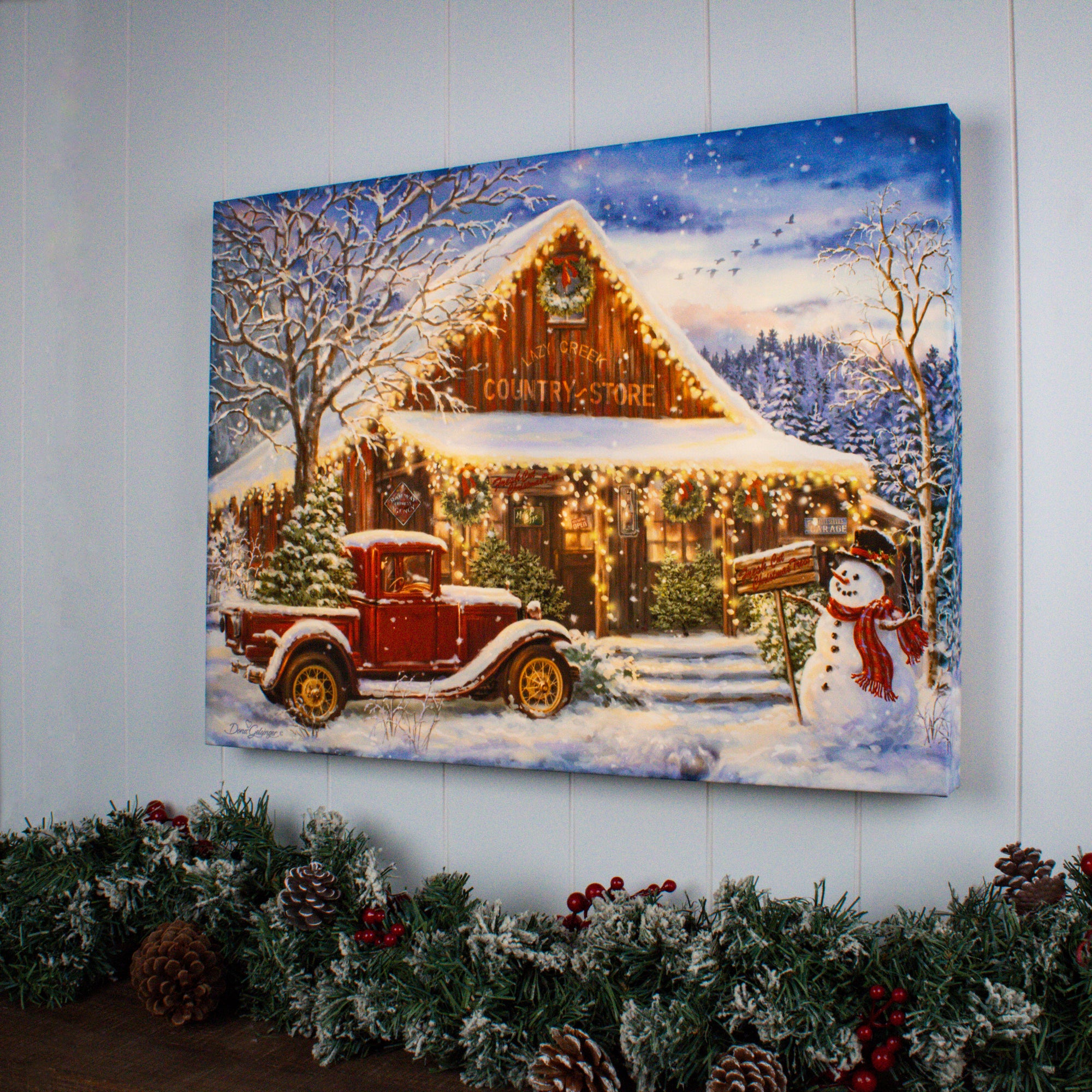 Country Store Christmas 18x24 Fully Illuminated LED Wall Art