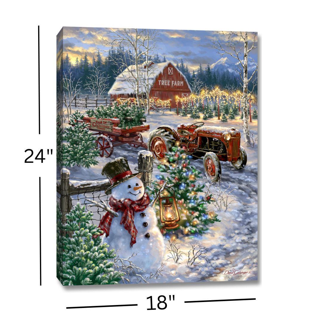 Christmas Tree Farm 18x24 Fully Illuminated LED Wall Art