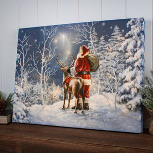 Starry Night Santa 18x24 Fully Illuminated LED Wall Art