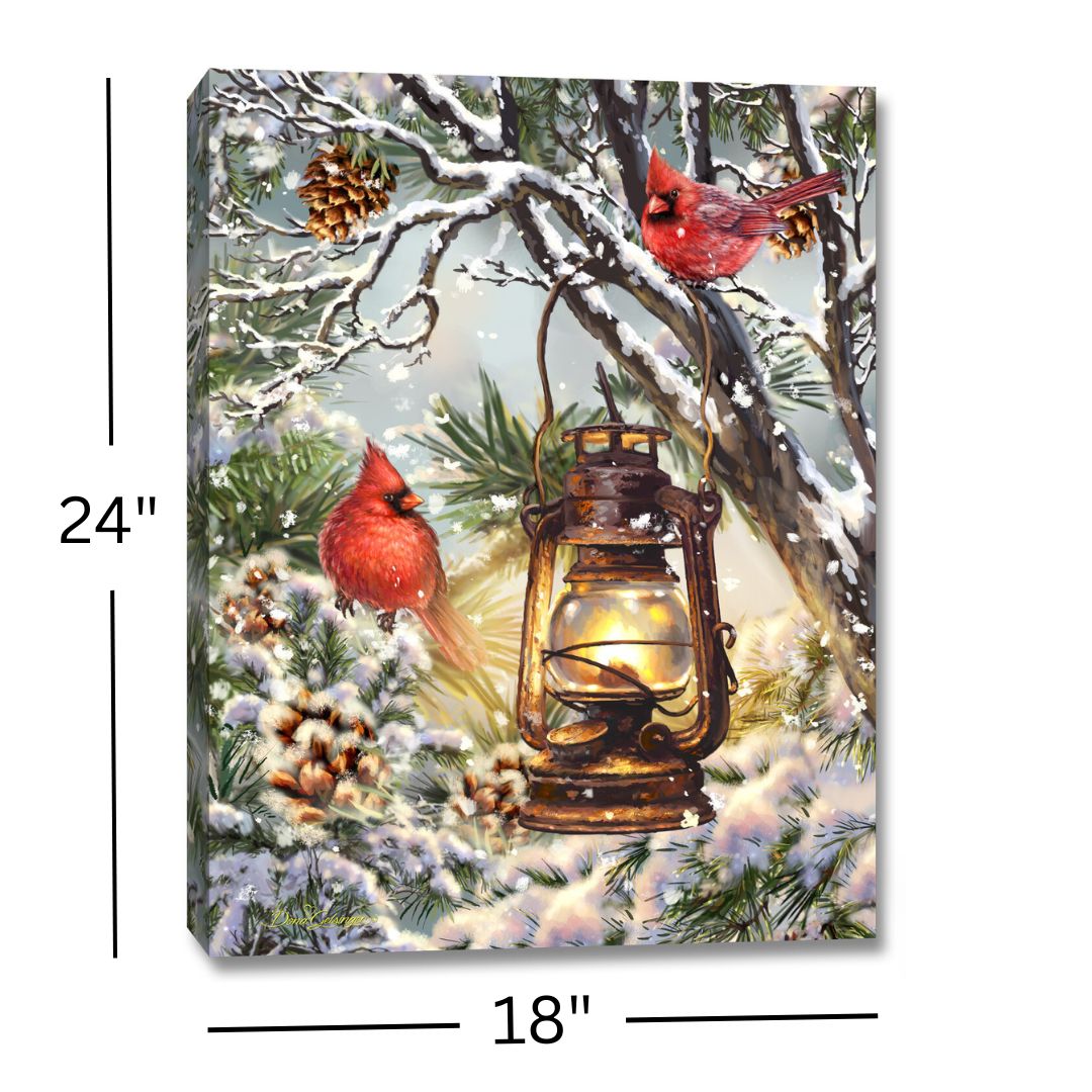 Cozy Cardinals 18x24 Fully Illuminated LED Wall Art