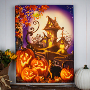 Haunted House 18x24 Fully Illuminated LED Wall Art