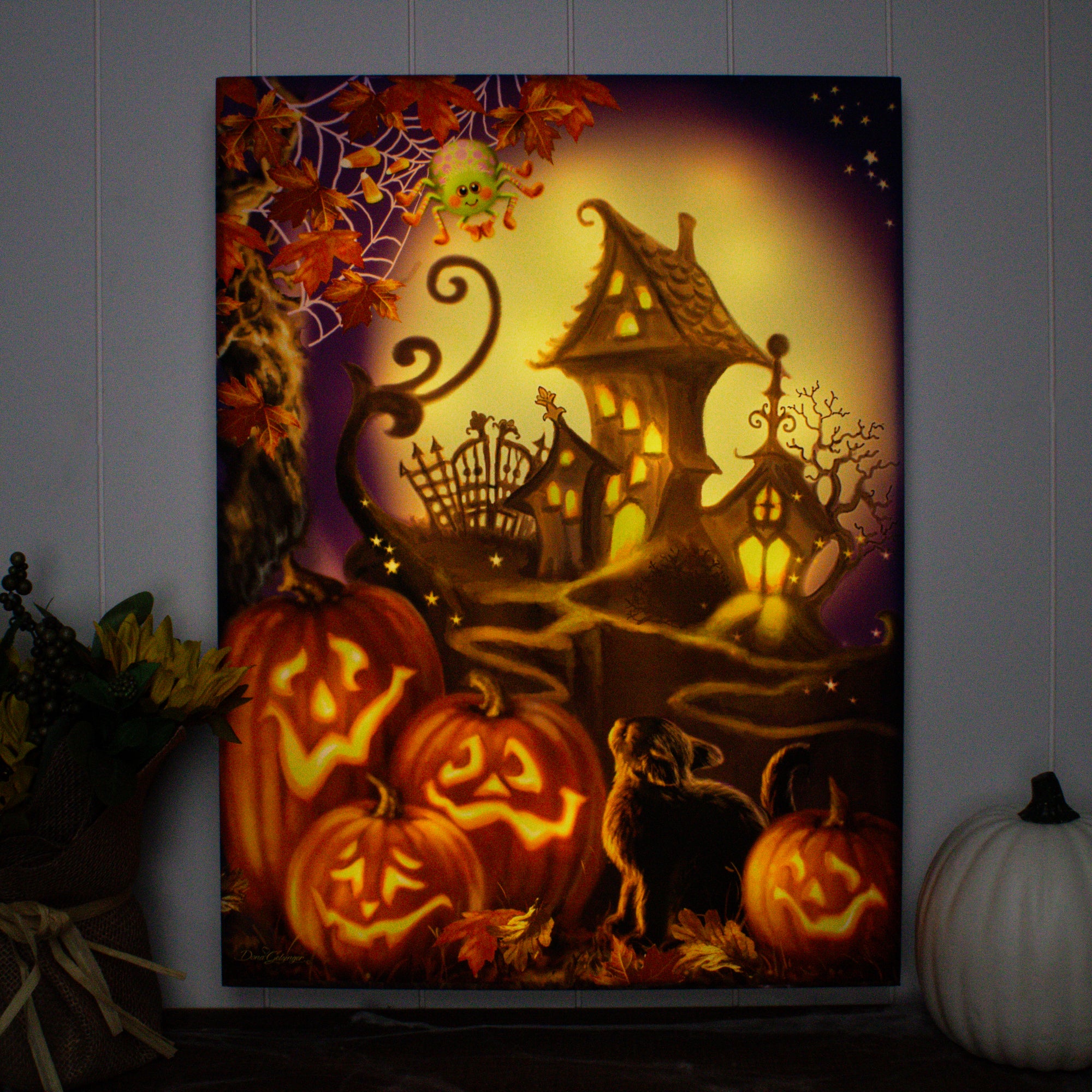 Haunted House 18x24 Fully Illuminated LED Wall Art