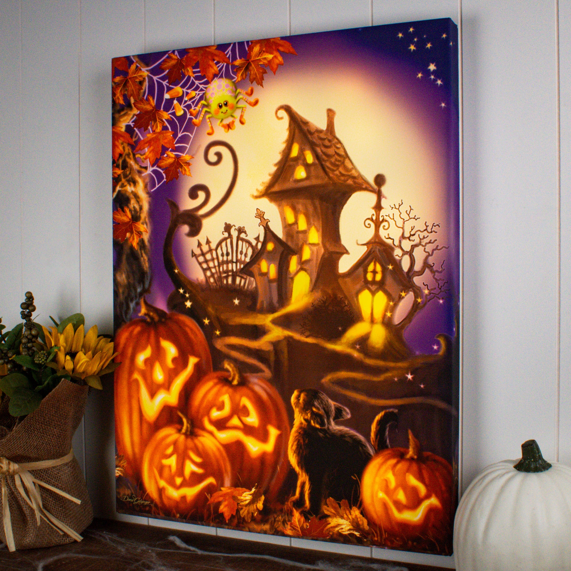 Haunted House 18x24 Fully Illuminated LED Wall Art
