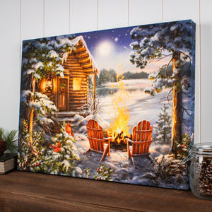 Christmas at the Lake 18x24 Fully Illuminated LED Wall Art