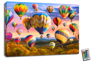 Hot Air Balloons 18x24 Fully Illuminated LED Wall Art