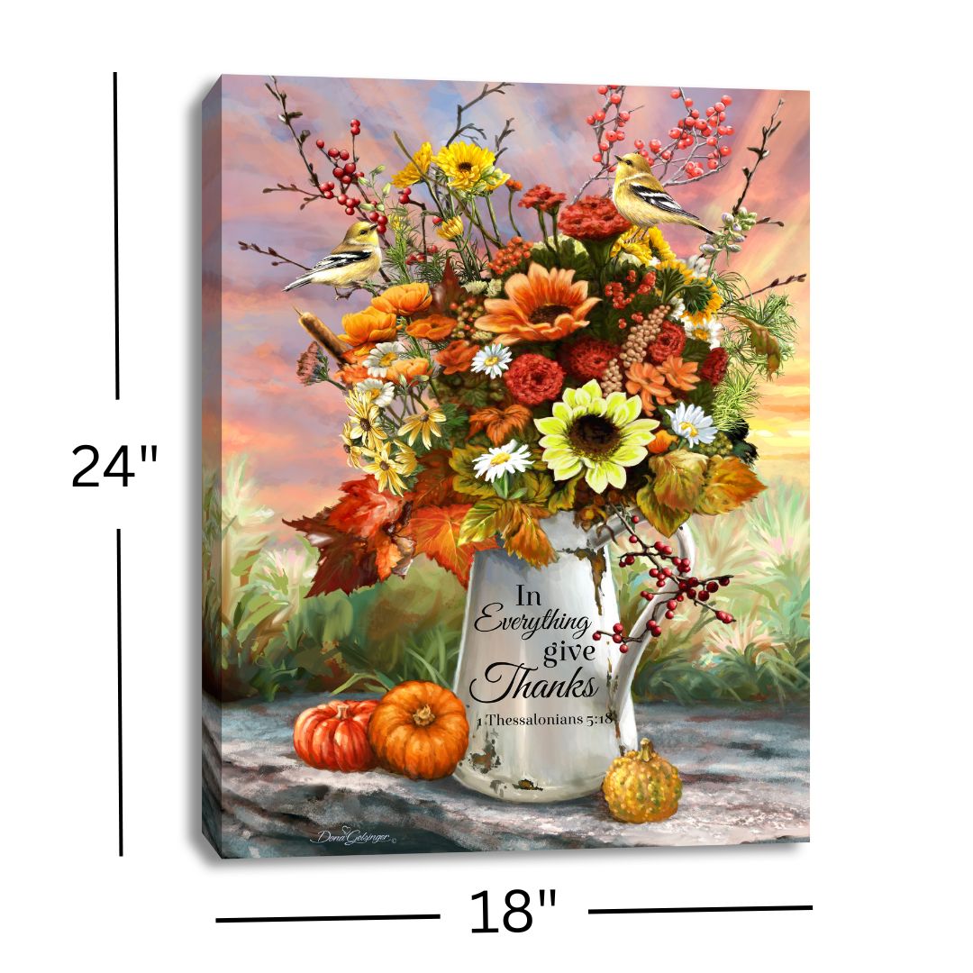 In Everything Give Thanks 24x18 Fully Illuminated LED Wall Art
