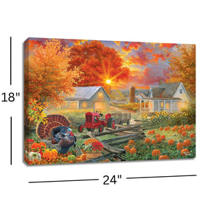 The Pumpkin Harvest 18x24 Fully Illuminated LED Wall Art