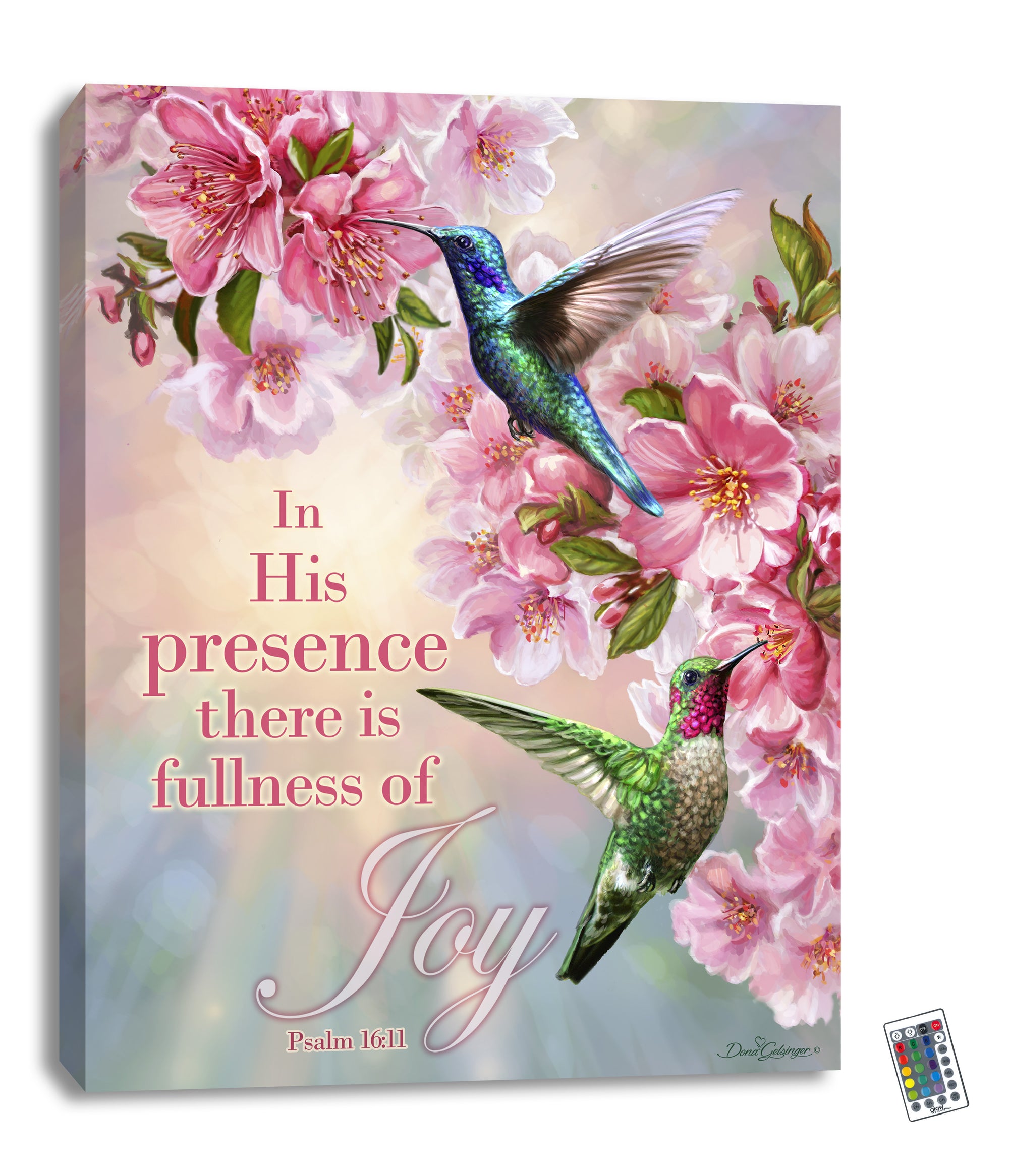 Hummingbirds in Spring 18x24 Fully Illuminated LED Wall Art