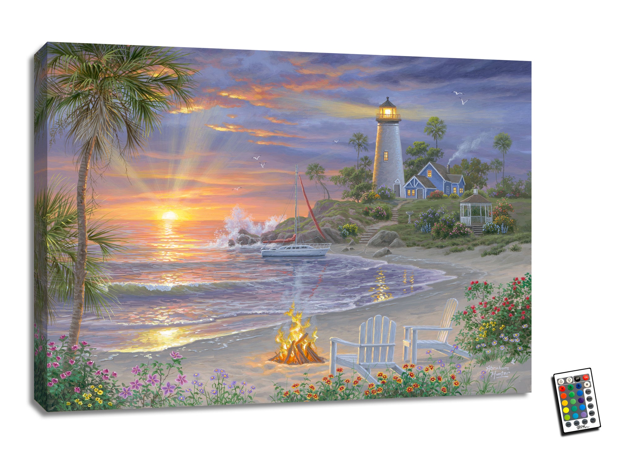 Honeymoon Sunset 18x24 Fully Illuminated LED Wall Art
