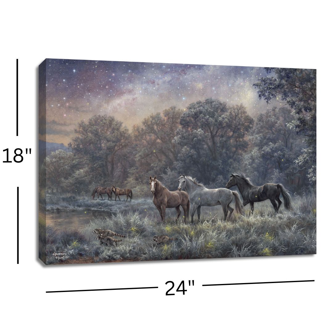 My Farm at Night 18x24 Fully Illuminated LED Wall Art