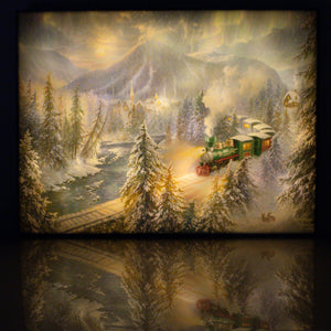 Christmas Train 18x24 Fully Illuminated LED Wall Art
