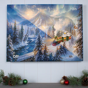 Christmas Train 18x24 Fully Illuminated LED Wall Art