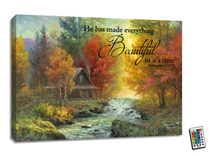 Creekside Cabin with Scripture 18x24 Fully Illuminated LED Wall Art