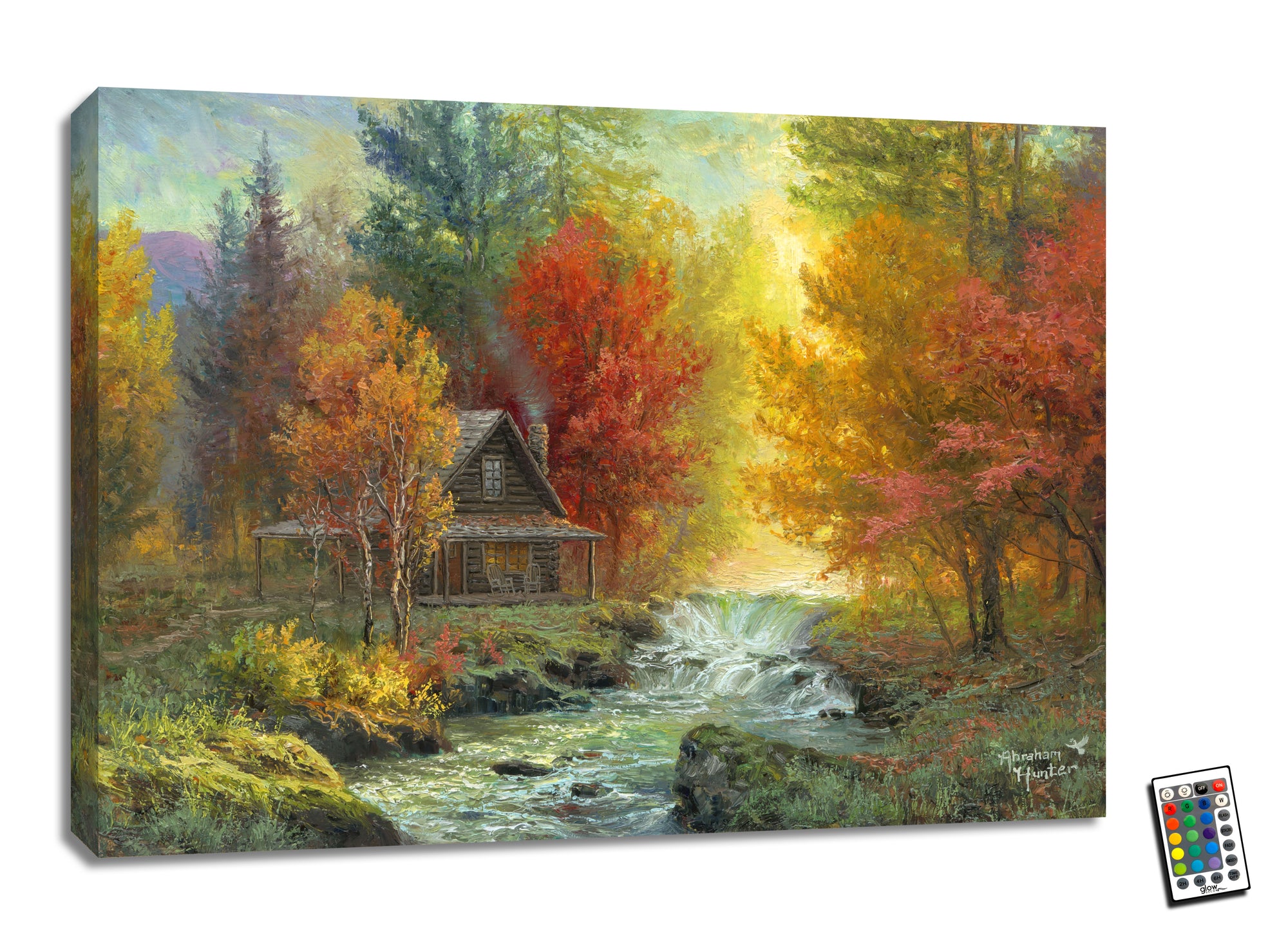 Creekside Cabin 18x24 Fully Illuminated LED Wall Art