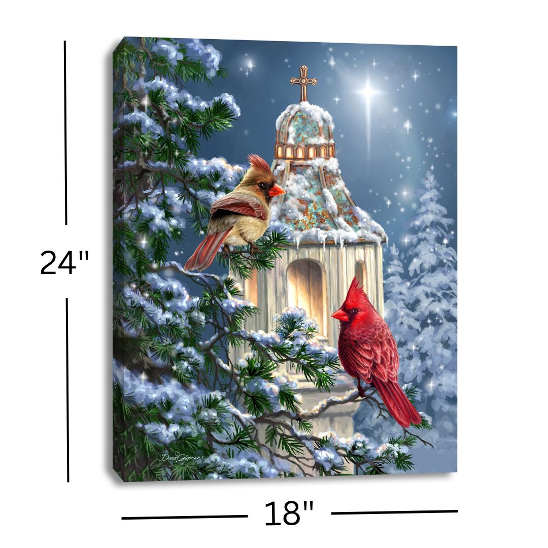 Little Cardinal Chapel 18x24 Fully Illuminated LED Wall Art