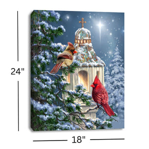 Little Cardinal Chapel 18x24 Fully Illuminated LED Wall Art