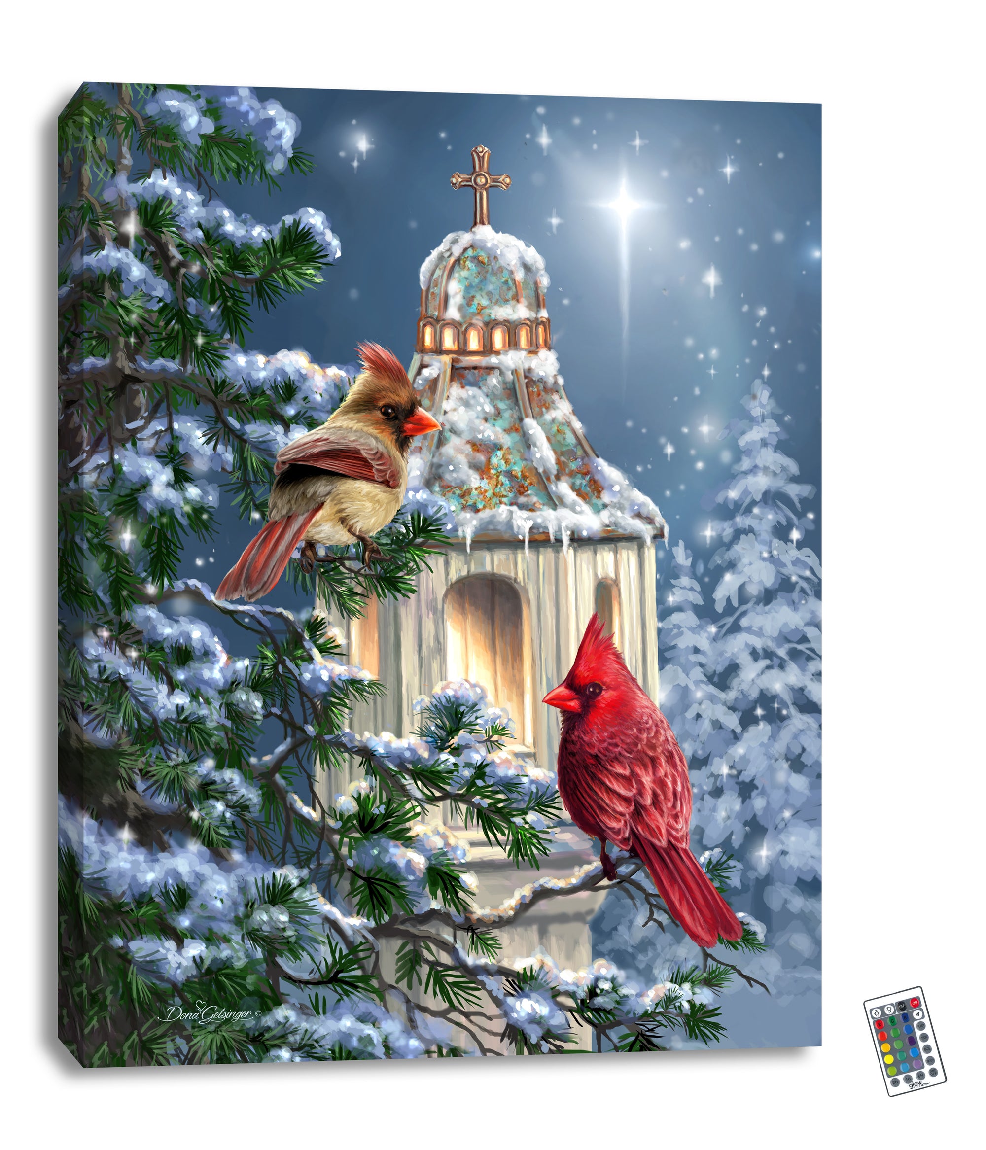 Little Cardinal Chapel 18x24 Fully Illuminated LED Wall Art