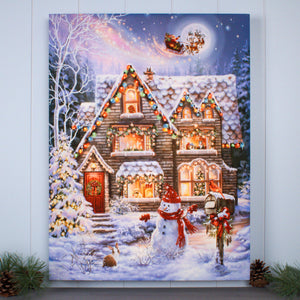 Christmas House 18x24 Fully Illuminated LED Wall Art